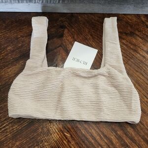 NWT Revolve Rumer Nude Ribbed Rosa Crop Or Swim Top. Sz XS